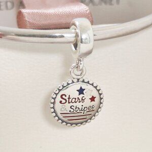 Pandora Stars & Stripes Dangle Charm, Red, White, & Blue Enamel Exclusive Charm